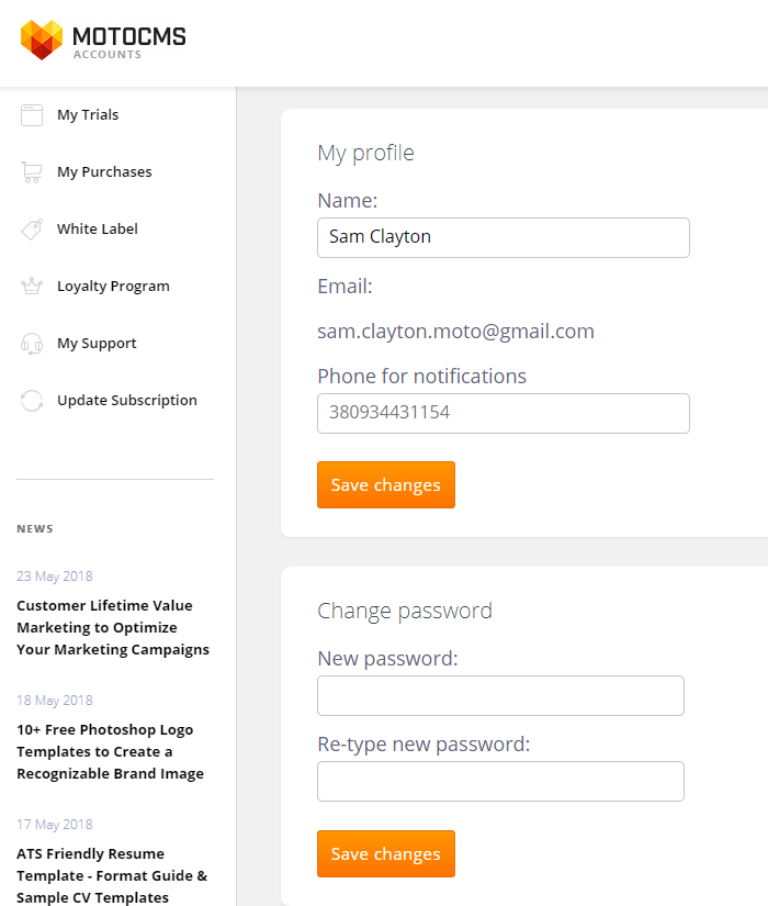 personal account & activation my profile
