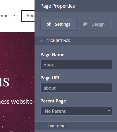 MotoCMS 3 Pages - Page properties